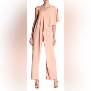 MARINA One-Shoulder Peach Jumpsuit